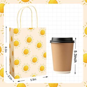 Light Yellow Boho Sunshine <b>Paper</b> <b>Gift</b> <b>Bags</b> With Handles Candy Goodie Treat <b>Bags</b> for Birthday Celebration Themed Party Supplies - Product Image 2