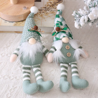 Zwei Stile Gestrickte Sitzende Gartenzwerg-Ornamente Neutrale Grüne Tomte Tischdekoration für Weihnachten Winter Zuhause Kamin Party Deko Geschenk