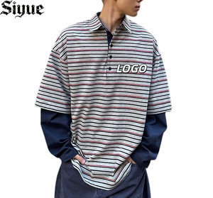 Nouveau Polo Rayé Homme Streetwear 2026 – Sweat-shirt Oversize <span class=keywords><strong>à</strong></span> Manches Longues Style Rétro Hip-Hop Skater City Boy - Product Image 1