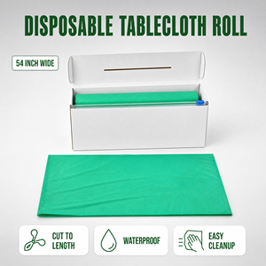 Manteles Desechables para Eventos, Cortados a Medida, Rollo <span class=keywords><strong>de</strong></span> 54x100 pies con Cortador Deslizante, Cubierta <span class=keywords><strong>de</strong></span> Plástico para Mesa, Banquetes y Catering - Product Image 4