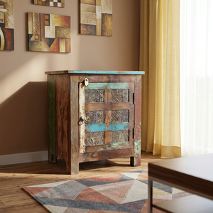 <b>Rustic</b> Reclaimed Wooden Nightstand Bedside Tabele Handmade with One <b>Door</b> For Bedroom Farmhouse Hotel Bedroom Furniture - Product Image 2