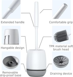 Cepillo de Inodoro de Silicona y Plástico con Diseño de Clip Oculto y Soporte para Limpieza de WC - Product Image 3