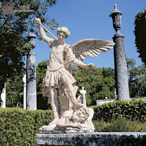 Estatua <span class=keywords><strong>de</strong></span> San Miguel Arcángel <span class=keywords><strong>de</strong></span> Mármol Blanco <span class=keywords><strong>de</strong></span> 1,8 m (6 pies) <span class=keywords><strong>de</strong></span> TREVI, Escultura Religiosa Católica para Protección del Hogar y Jardín - Product Image 3