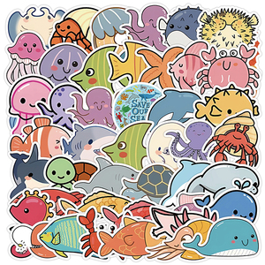 HOYO Ocean Giant Sticker Series, 50 unids/pack colección de ballenas y mamíferos marinos calcomanías de Arte de cetáceos pegatinas - Product Image 5