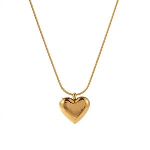 Collier pendentif cœur romantique en acier inoxydable plaqué or 14k 18k, hypoallergénique et anti-ternissement, pour femme, style Dubaï - Product Image 4
