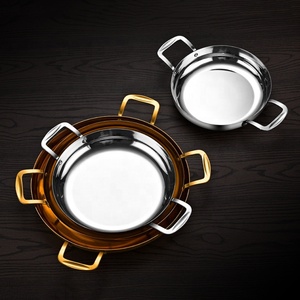 Nhà Máy Trực Tiếp Thân Thiện Với Môi Thép Không Gỉ Hải Sản <span class=keywords><strong>Paella</strong></span> <span class=keywords><strong>Pan</strong></span> Với Vàng Không Dính Phục Vụ Khay Và Đôi Xử Lý Bữa Ăn Tối Tấm - Product Image 6