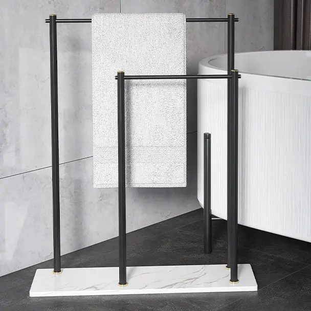 Black Bath towel stand household bathroom Towel Holder Stand 304 Stainless Steel Freestanding Towel Rack