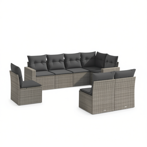 Modular Grey PE <b>Rattan</b> Garden <b>Sofa</b> Set 6 Seater Outdoor Furniture Elegant Living Space Design - Product Image 1