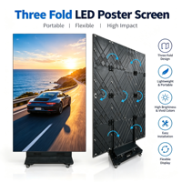 Écran d'affichage LED pliable pour promotion en supermarché, P1.86, affichage publicitaire pliable en trois parties, signalisation numérique intérieure, signalisation publicitaire