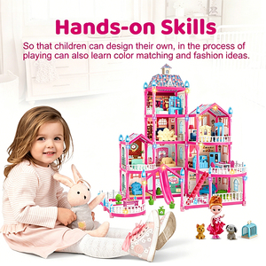 Juego de Casa de Muñecas de Plástico de 340 Piezas, 18 Habitaciones, Castillo Rosa de Lujo, Muebles para Muñecas, Mascotas, Juguete de Simulación para Niñas - Product Image 4
