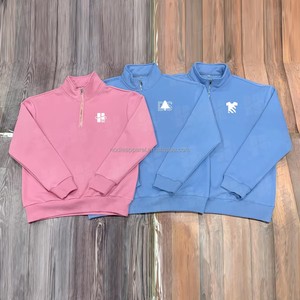 Sweat-shirt vierge surdimensionné en molleton de coton épais 360 GSM avec fermeture éclair quart de tour et logo personnalisé sur la poitrine, vente en gros de haute qualité - Product Image 6