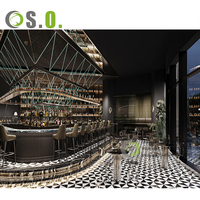 Restaurant moderne Discothèque Pub Bar Meubles Design Retail Illuminé Led Comptoir de bar à vin en bois pour présentoir de magasin d'alcool