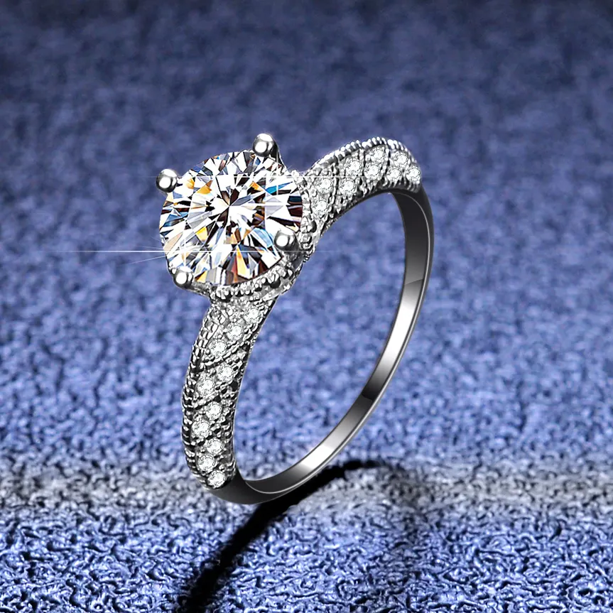 2024 Women Ring Adjustable White Gold Dainty VVS1 Moissanite Rings Wedding Engagement Ring Wholesale Prices