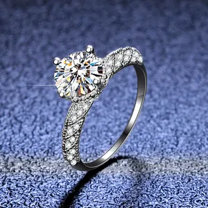 Anello da donna 2024 regolabile in oro bianco dainty VVS1 moissanite anelli anello di fidanzamento nuziale prezzi all'ingrosso