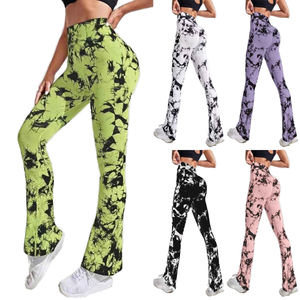 Women's High Waist Elastic Plus Size Wrinkle-Resistant Spandex/Nylon Solid Wide Leg <b>Hip</b>-Lifting Full-Length 220g Yoga - Product Image 1