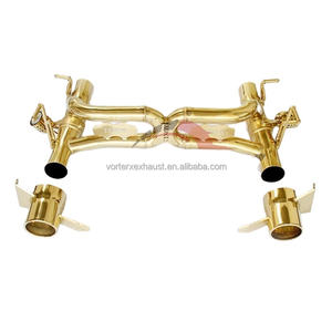 Système d'échappement Catback à soupapes Vortex en acier inoxydable édition or pour Ferrari 488, trois sorties - Product Image 1