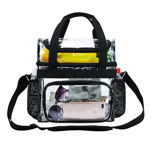 Keyson Private Label Transparent Travel Sport Bag Clear PVC Makeup Artist Carry Bag with Double Layers