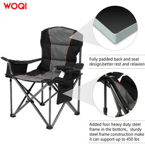 Chaise pliante de camping Woqi, portable, robuste, rembourrée, avec accoudoirs et poche de rangement - Product Image 4