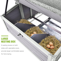 Grand poulailler mobile en bois, verrouillable, résistant aux intempéries, avec roues, 67,3 pouces de long, 6 nichoirs, capacité pour 6 poulets