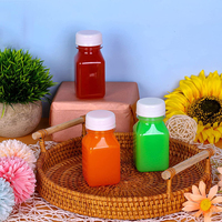 4oz 120ml mini bouteille de jus en plastique carrée transparente vide bouteilles transparentes réutilisables pour jus de fruits smoothies boisson réfrigérateur
