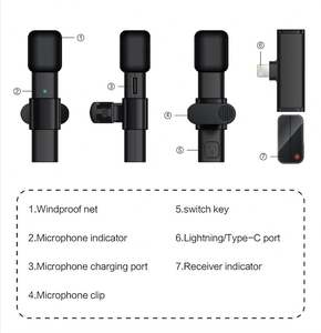 Micrófono Lavalier Inalámbrico 2.4G con Conector USB-C Personalizable, Alcance de 30-50M, Batería de 100mAh, 6 Horas de Funcionamiento, 12 Meses de Garantía - Product Image 3