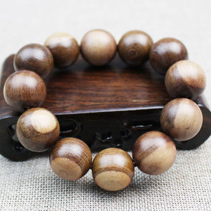 สร้อยข้อมือไม้จันทน์สีทอง12เม็ดกลมเครื่องประดับสำหรับพิธีทางศาสนาทุกเพศลูกปัดสวดมนต์สไตล์ชนเผ่า - Product Image 2