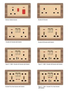Wholesale <strong>TV</strong> 10A House Wall <strong>Socket</strong> Outlet Low Price Gold Wood Grain <strong>Electrical</strong> Switches <strong>Sockets</strong> UK Standard - Product Image 5