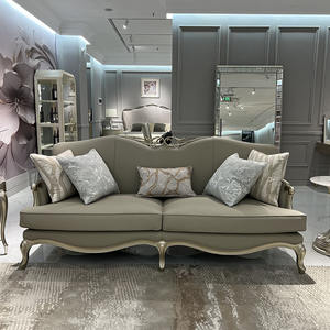 Franse luxe bank voor drie personen, woonkamer, Europese stijl, lederen bankstel, 123 combinatie, villa, hotelmeubilair - Product Image 1