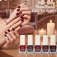 Vernis à ongles KUDAN brillant bordeaux à base d'eau, application fluide, manucure DIY pour salon, certifications complètes, approvisionnement en gros
