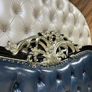 Ensemble de Lit en Cuir Français RUI SEN - Lit <span class=keywords><strong>Double</strong></span> King Size Luxe Européen 1,8 Mètre Bois Massif Dossier Moelleux Lit de Mariage pour Chambre à Coucher - Product Image 4