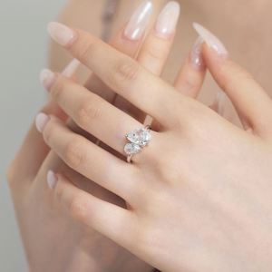 Dylam Classic Dainty Design 925 Sterling Silver Rhodium Plated Double Stone 8A Crushed <b>Iced</b> Out Cut Cubic Zirconia Jewelry <b>Rings</b> - Product Image 2