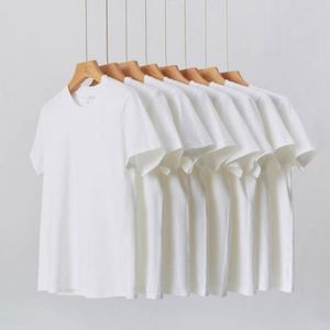 High Quality Cotton Plain Blank Crewneck Embroidered Logo 200g 220g 240g T Shirt Heavy Cotton Men Tshirt - Product Image 3