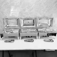 Équipement de vaisselle de qualité pour la restauration Demi-inserts rectangulaires en acier inoxydable avec fenêtre en verre argenté