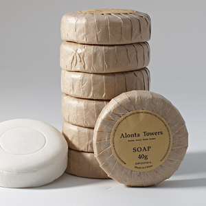 صابون يدوي صغير مستدير مخصص بسعر رخيص مع ملصق ورقي كرافت للفنادق الفاخرة، صابون يستخدم لمرة واحدة - Product Image 2