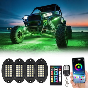 Ventas calientes 4Pods RGBW LED Rock Lights Kit con APP/RF Remote, Multicolor Underglow Lights Carcasa de aluminio impermeable 12V - Product Image 1