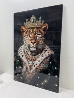 Décoration murale en résine encadrée, impression époxy effet mouillé, portrait de léopard, œuvre d'art brillante de luxe
