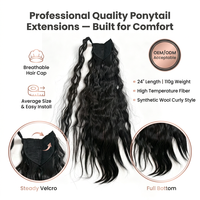 Queue de cheval synthétique bouclée crépue à enrouler, longue, effet vague de maïs, avec fixation magique, extensions de cheveux pour femmes