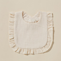 Bavoirs de bébé en mousseline de coton pour bébés Bandana bavoir mousseline unie à volants nouveau-né fille garçon bave bavoir teetching bavoir avec boutons-pression