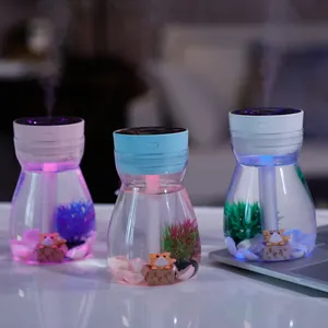 Umidificador usb garrafa de luz colorida, novo design, bonito, gato e algas marinhas, umidificador de ar, resfriamento