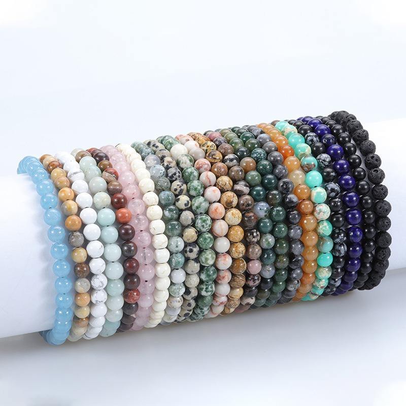 6mm Natural Stone Stretch Adjustable Bracelet Healing Power Gemstone  Crystal Beads Bracelet Women Men Braided Macrame Bracelets