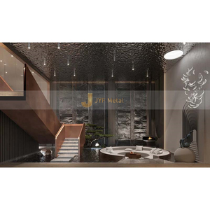 Vestíbulo de panel de pared pequeño Techo hecho en China de alta calidad a la venta Hoja de ondulación de agua de acero inoxidable dorado cromado 201 personalizado - Product Image 3