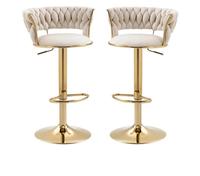 Tabourets de bar à dossier souple avec structure métallique, réglables en hauteur. Convient à la fois à un usage domestique et commercial.