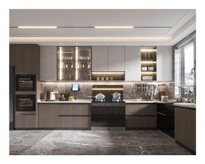 Gabinetes de cocina de esquina de madera maciza blanca con diseños modernos con encimeras de cuarzo de granito y fregadero - Product Image 4