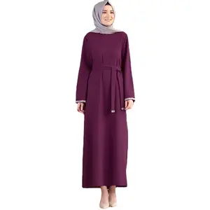 Abaya, оптовая продажа, мусульманская одежда, индейка, однотонный пояс со стразами на манжетах, платье с длинным рукавом, мусульманский Ближний Восток