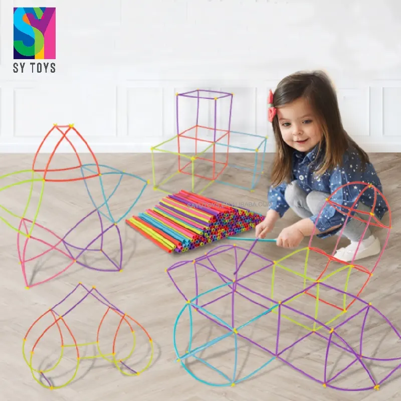 SY education stem toys science kids straw constructor enlighten building blocks