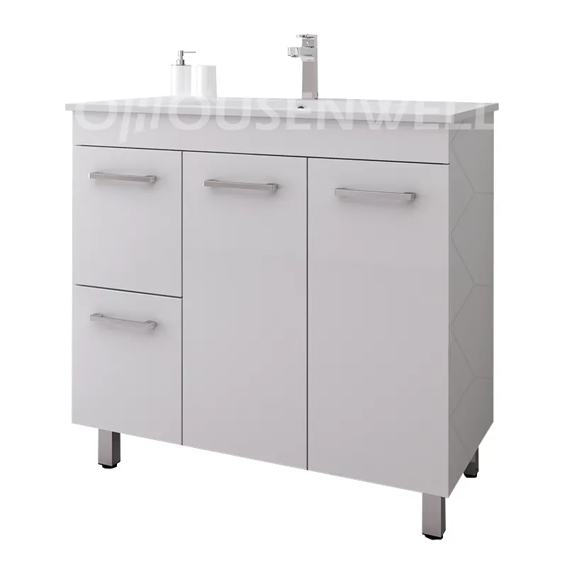 Lavabo blanco de 36 pulgadas con mango de metal, mueble de baño con Mango metálico, lo más vendido, hangzhou ISO