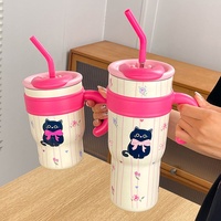 Gran oferta, taza aislada de paja de acero inoxidable de gran capacidad, taza Big Mac, taza Ice King, taza de agua, tapa de pared de acero inoxidable duradera