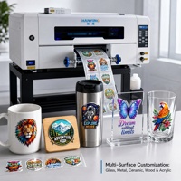 Imprimante UV DTF 300 mm avec 3 têtes XP600 pour transfert sur étiquettes en cristal, autocollants, verre, acrylique, bouteilles et coques de téléphone
