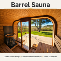 Cabaña de Spa Familiar de Madera Sólida con Lámpara Ambiental LED y Audio Bluetooth, Sauna Exterior Cuadrada Tipo Cubo