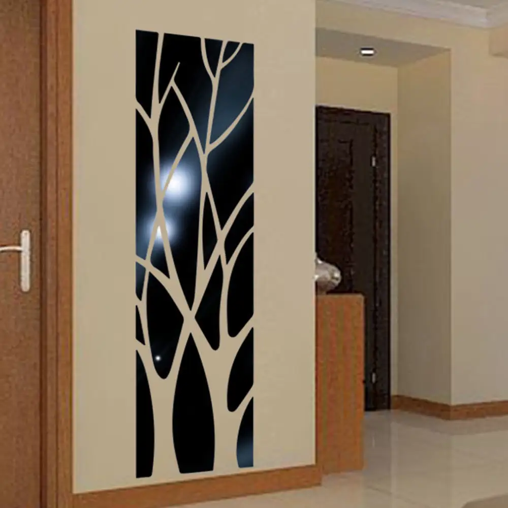 3D Mirror Wall Stickers, Tree Branch Pattern Self Adhesive Removable Acrylic Wall Stickers DIY Wall Art Living Room Bedroom Sofa